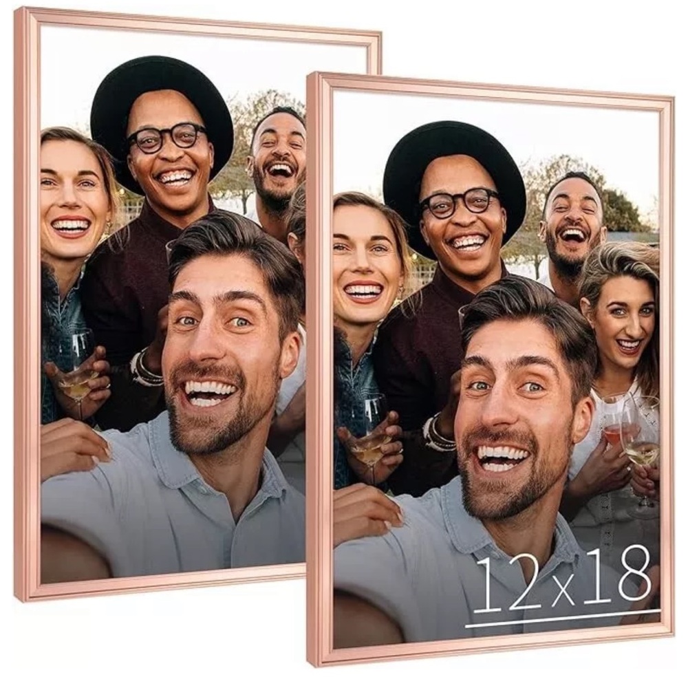 2 PK Anozie 12x18 Picture Frame Rose, 12 x 18 Picture Frames with HD Plexiglass